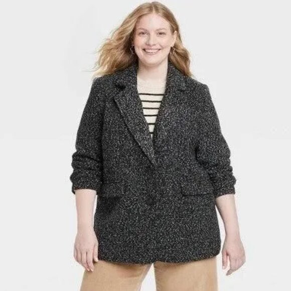 NWT Universal Thread Women’s Tweed Textured Blazer Coat  Size XXL - Picture 4 of 7